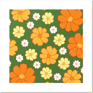 Cosmos | Flower | Summer Autumn | Orange | Dark Green Posters and Art